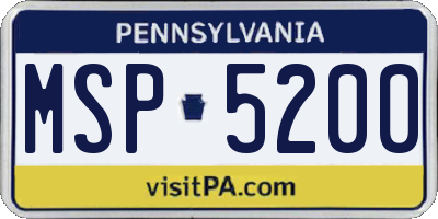 PA license plate MSP5200