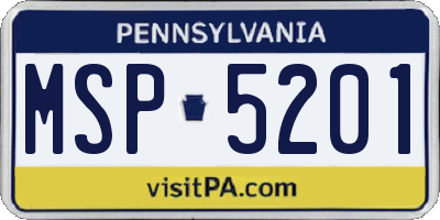 PA license plate MSP5201