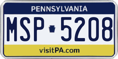 PA license plate MSP5208
