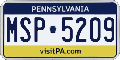 PA license plate MSP5209