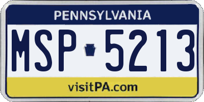 PA license plate MSP5213
