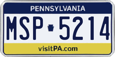 PA license plate MSP5214