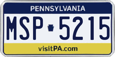PA license plate MSP5215