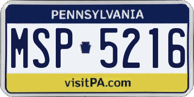 PA license plate MSP5216
