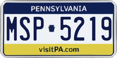 PA license plate MSP5219