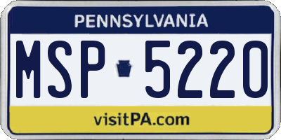 PA license plate MSP5220