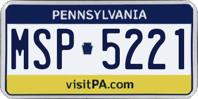 PA license plate MSP5221