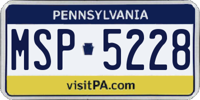 PA license plate MSP5228
