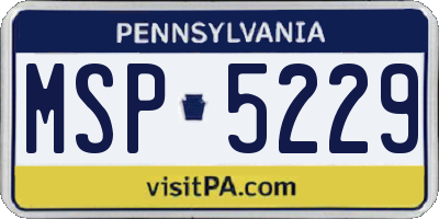 PA license plate MSP5229