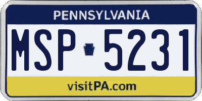 PA license plate MSP5231