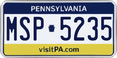 PA license plate MSP5235