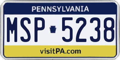 PA license plate MSP5238