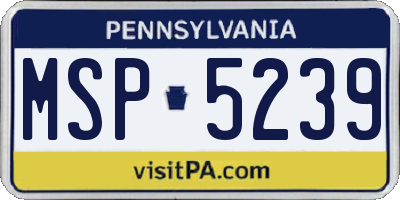 PA license plate MSP5239