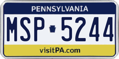 PA license plate MSP5244