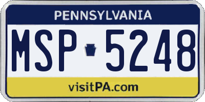 PA license plate MSP5248