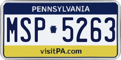 PA license plate MSP5263