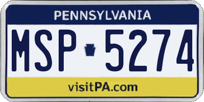 PA license plate MSP5274