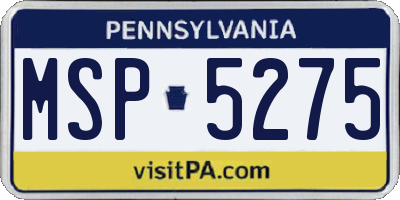 PA license plate MSP5275
