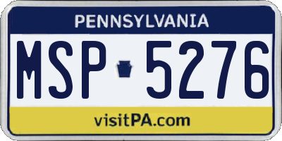 PA license plate MSP5276