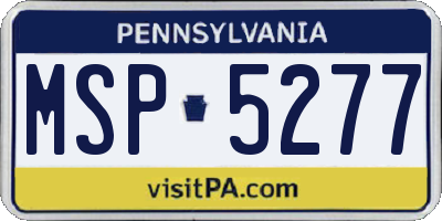 PA license plate MSP5277