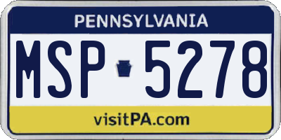 PA license plate MSP5278