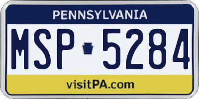 PA license plate MSP5284