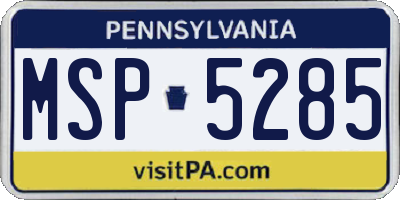 PA license plate MSP5285