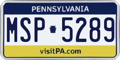 PA license plate MSP5289
