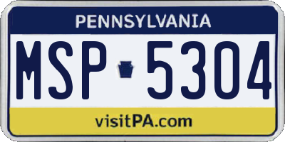 PA license plate MSP5304