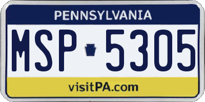 PA license plate MSP5305