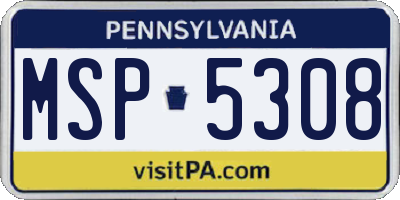 PA license plate MSP5308