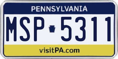 PA license plate MSP5311