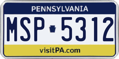 PA license plate MSP5312