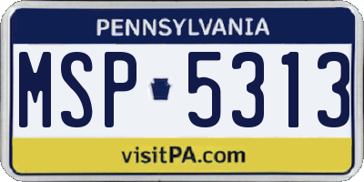 PA license plate MSP5313