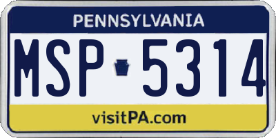 PA license plate MSP5314