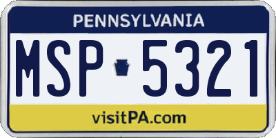 PA license plate MSP5321