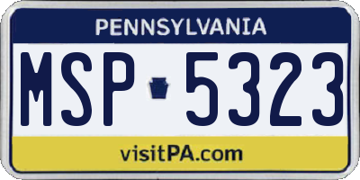 PA license plate MSP5323