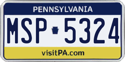 PA license plate MSP5324