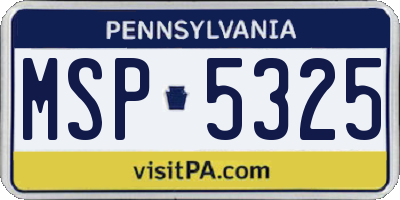 PA license plate MSP5325