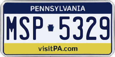 PA license plate MSP5329