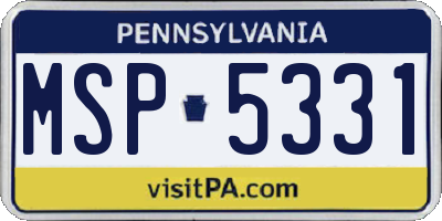 PA license plate MSP5331