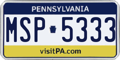 PA license plate MSP5333