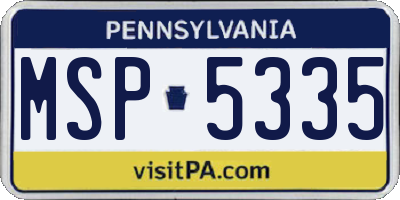 PA license plate MSP5335