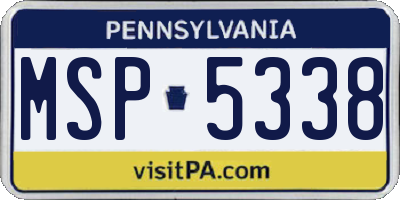 PA license plate MSP5338
