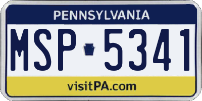 PA license plate MSP5341