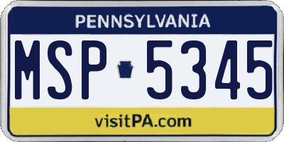 PA license plate MSP5345