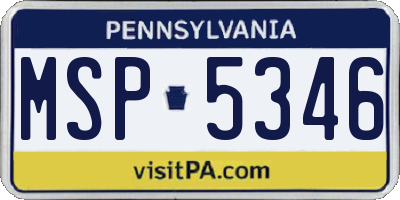 PA license plate MSP5346