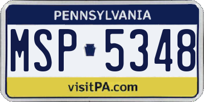 PA license plate MSP5348
