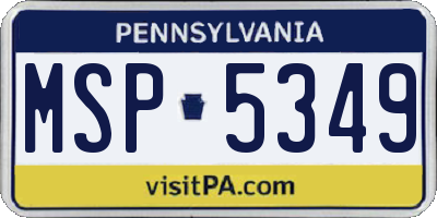 PA license plate MSP5349