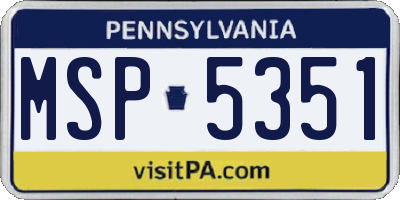 PA license plate MSP5351